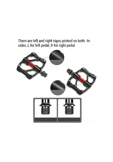 Yifomall Alüminyum Bisiklet Pedalları, Üç Rolmeli, Anti-kayma Tırnaklı, Sağ-sol İşaretli, 244g, Mor - Dağ Yolu Ve Yolluk Bisikletleri İçin Dayanıklı