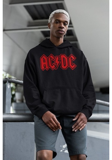 Sevbano Ac Dc Back In Black Müzik Grubu Baskılı Unisex Oversize Tasarım H Siyah