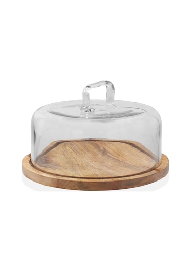 The Mia Madera Yuvarlak Kek Saklama Fanusu 17x26x26 Cm