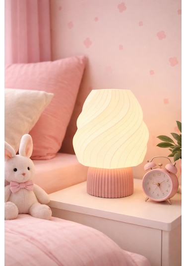 Ice Cream Lamp Masa Lambası Dekorasyon Aydınlatma Gece Lambası Abajur Pembe