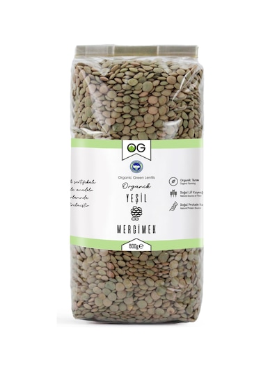 2 Li Organik Yeşil Mercimek 800 Gr