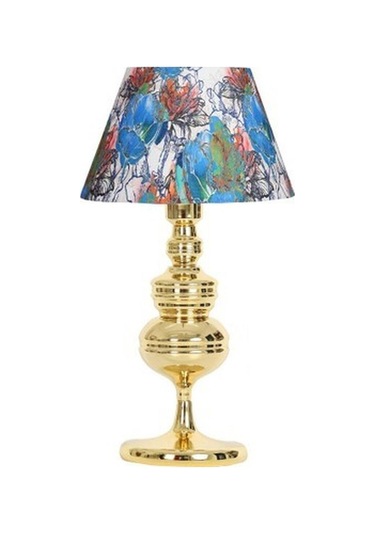 Vinner Munch Gold Kaplama Metal Abajur - Flowers Desenli-49829 Renkli