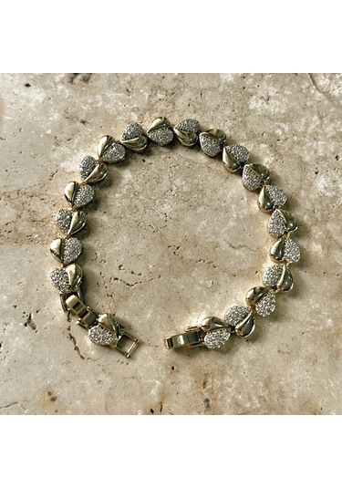 Vıp Seri Kalpli Zirkon Bileklik Gold Gold