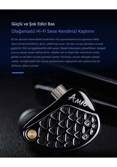 Kz Am16 16 Sürücü Profesyonel Hi-fi Iem Kulak İçi Kulaklık Bass Versiyon Am16