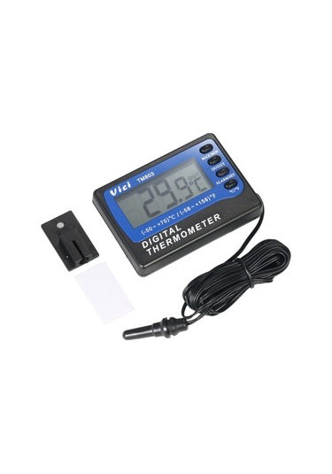 Pazly Vici Dijital Buzdolabı Sicaklık Ölçer - İki Yollu, Su Geçirmez, Alarm, Lcd, Siyah + Mavi