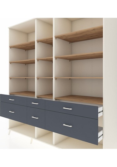 Kronos Dolap 12 Raflı 6 Çekmeceli 220x59x243 Aytaşı-çam/antrasit Atlas Çam/antrasıt