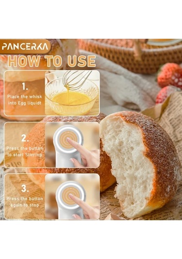 Elmpaly Pancerka Şarj Edilebilir Kablosuz El Mikseri Beyaz Diğer