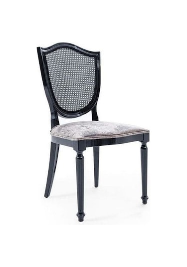Kupa Hasırlı Ahşap Sandalye Siyah