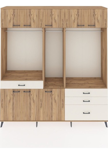 Hyperion Dolap 8 Raflı 4 Çekmeceli 3 Askılı 220x44x243 Çam-çam/aytaşı Atlas Çam/aytası
