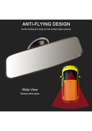 Jeemson Plastik Siyah Araç Geribakış Aynası - Geniş Görünüm, Hd Kalite, 200x60mm Boyut