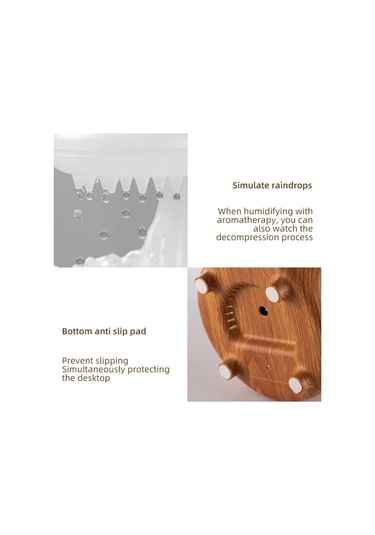 V50 Masaüstü Renkli Gece Lambası Nemlendirici Ahşap Tahıl Su Damlası Aroma Difüzörü, Özellik: Ab Tak Beyaz