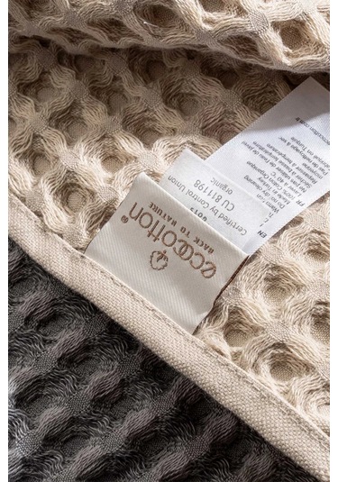 Ecocotton Seren Bej/antrasit %100 Organik Pamuk 4 Parça Havlu Seti Bej