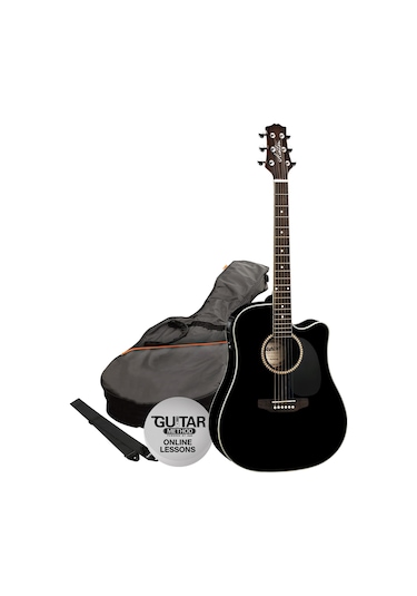 Ashton Spd25Ceq Bk Elektro Akustik Gitar Seti + Kılıf