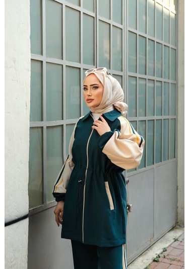 Tesettür Eşofman Takımı Fermuarlı Alt-üst Takım Petrol 448 Petrol