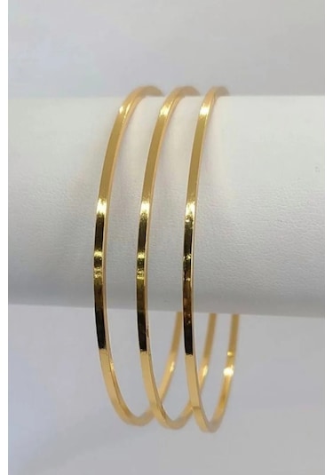 Ajda 3lü İnce Çelik Bilezik 14k Altın Kaplama Bbb26 Altın