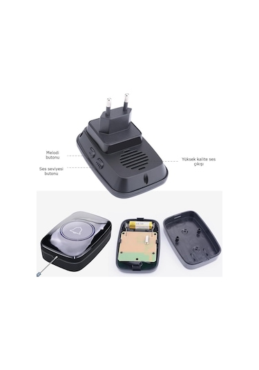 Alfalink Kablosuz Kapı Zili Ledli Uzaktan Kumandalı Işıklı Kapı Zili Yüksek Sesli 300mt Uzun Mesafeli - 1 Buton + 1 Zil