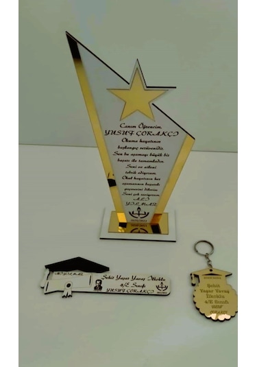 Resmi Kurum Plaket-anahtarlık-kitap Ayracı Set Kişiye Ö Beyaz - Altın