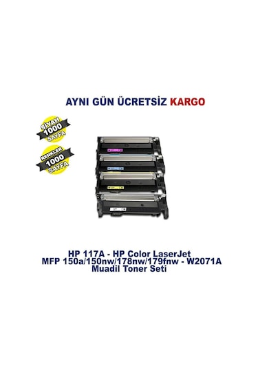 Hp 117A-W2072A Sarı Çipsiz Uyumlu Toner-150A-150Nw-178Nw-179Fnw