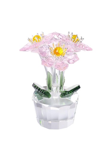 Şeffaf Taban Mini Cam Çiçek Heykeli Süsü Yapay Çiçek Figürin Yıl Dönümü Style 22