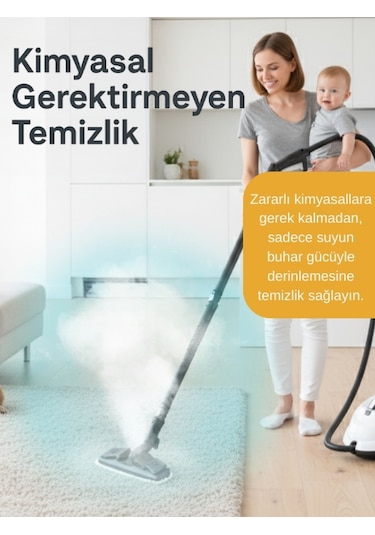 Mieco Stella 5 Bar 2000 W Çok Fonksiyonlu Buharlı Temizleyici + Ütü Başlığı + Eldiven