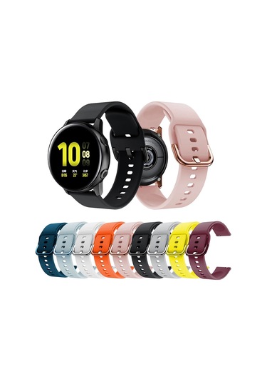 Samdoo Samsung Galaxy Watch Active2 Uyumlu 20mm Yumuşak Silikon Kolçak - 9 Renk Seçeneği