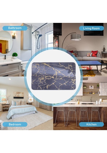 Vkemall Siyah Mermer Desenli Yumuşak Tavşan Kürkü Desenli Banyo Paspası 40x60cm - Su Emici, Kaymazsız, Makine Yıkama Uygun Odalar Ve Banyolar İçin Siyah