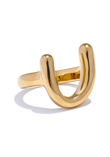 Altın Eetit 316l Paslanmaz Çelik Metal U Şeklinde Parmak Yüzük Kadınlar İçin Su Geçirmez Minimalist Doku Trendy Charm Takı Aksesuarları Altın