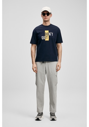 Lufian Carl Modern Grafik T- Shirt Lacivert Lacivert 111020285100200