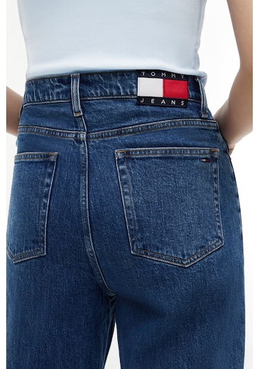 Tommy Hilfiger 90'lar Tarzı Yüksek Bel Dar Paça Mom Jean Bj4133-16255 Mavi