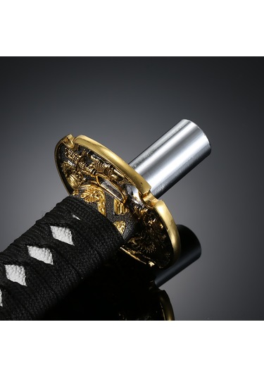 Yaozixa Samurai Stili Otomobil Vites Kovluğu - Siyah-kırmızı, 31cm, Çift Renkli Altın Ejderha Desenli, Çelik Ve Ahşap Malzeme, Kolay Kurulum Siyah