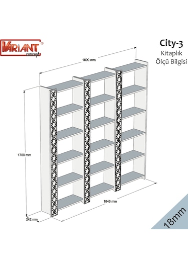 Variant Variant City Üçlü Kitaplık (248371957)