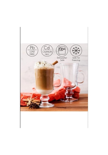 Irish Coffee 6 Adet Kulplu Latte Cappucino,filtre Kahve,mocha,nescafe,americano,espreso Bardağı.