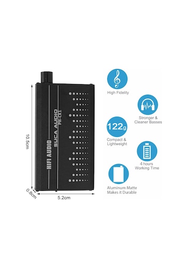 Shineyee Alüminyum Kasa Taşınabilir Kulaklık Amfi Hifi Ses Kalitesi Artırıcı 1000mah 3.5mm Giriş/çıkış Siyah