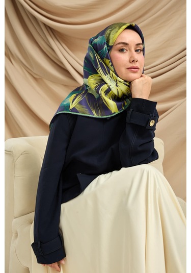 Silk Home Twill İpek Eşarp 11480-81 Morcivert, Butter Yellow, Asit