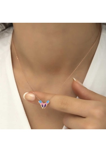 925 Ayar Gümüş Rose Minimal Kadın Gümüş Kolye
