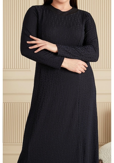 Kadın Büyük Beden Nergis Jakar Tesettür Anne Elbise 001