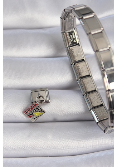 Zarif Kadın İçin Silver Çelik Defter Tip Bileklik Gri