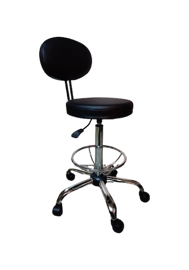 Kasiyer Bar Taburesi Çemberli Krom Yıldız Ayaklı