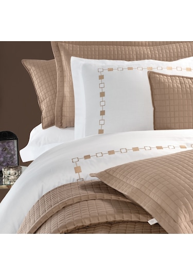 Pasioni Saten Elegante Camel Nakışlı Çift Kişilik Nevresim Takımı Camel