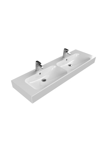 Cerastyle Turkuaz Pinto Etajerli Lavabo 150 CM (Çıft Batarya Delı