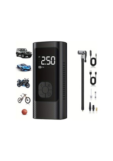 Primepickings 1 Adet Dijital Lastik Şişirme Cihazı Black Taşınabilir Usb Şarjlı Hava Kompresörü Abs Malzeme Araç Bisiklet Motor Spor Ekipmanları İçin