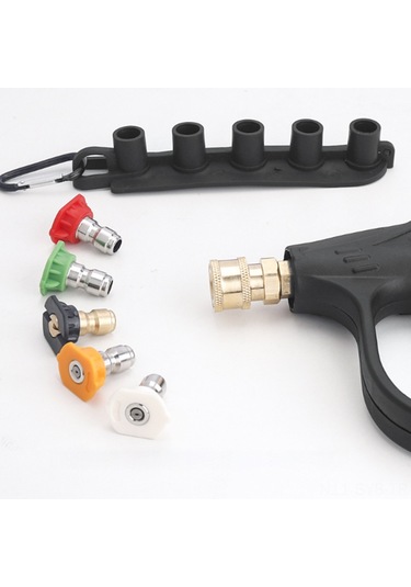 Symbee 1/4 İnç Hızlı Bağlantılı Basınçlı Yıkama Nozulları - 5 Renk Uçlu Nozul Tutucu İle Güçlü Yıkama