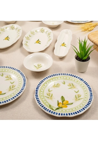 Fecra 14 Parça Casa Limone Kahvaltı Takımı Beyaz - Sarı