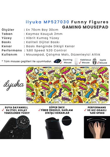 İlyuka Mousepad 70x30cm Büyük Boy Xl Mp527030 Funny Figures