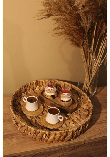 Hasır Su Sümbülü Yuvarlak Tepsi Geniş Organizer Düzenleyici Diğer