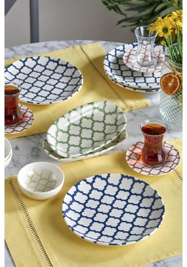 Neva N3457 Budapeşte 24 Parça Desenli Porselen Kahvaltı Takımı