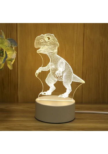 3d Gece Lambası Usb Renkli Uzaktan Kumanda - Dinozor Diğer