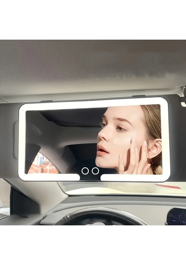 Fastbuy Dream011 Beyaz Çift Düğmeli 1 Karat Led Işıklı Araç Aynası, 3 Modlu Aydınlatma, Dokunmatik Beyaz Beyaz