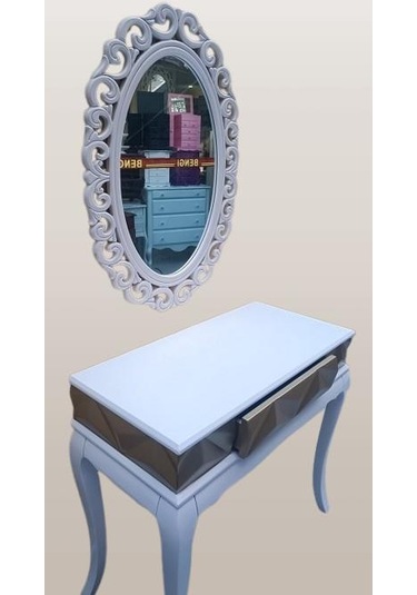 Dresuar Piramit Model 90520 Kayın Lükens Ayak Nakış Ayna Piramit Tabla Gold Beyaz