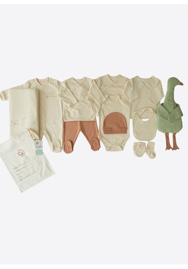 Organik Küçük Ördek 12'li Hastane Çıkış Seti İnternete Özel Ekru